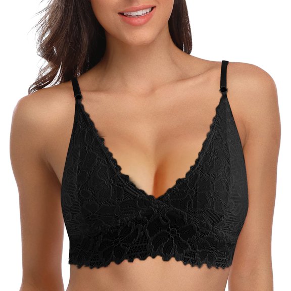 Vedolay Womens Lingerie Women's Sports Bra Front Adjustable High Impact Support Padded Wireless Racerback Plus Size Running Bra,Black M