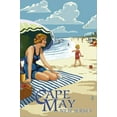 thumbnail image 2 of Art.com Cape May, New Jersey - Woman on Beach Stretched Canvas Print Wall Art by Lantern Press, 12" x 18", 2 of 4