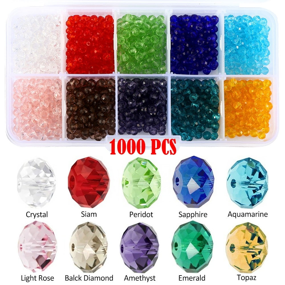 50/100Pcs AB Plated Faceted Czech Crystal Glass Round Loose Spacer Bead 4mm 