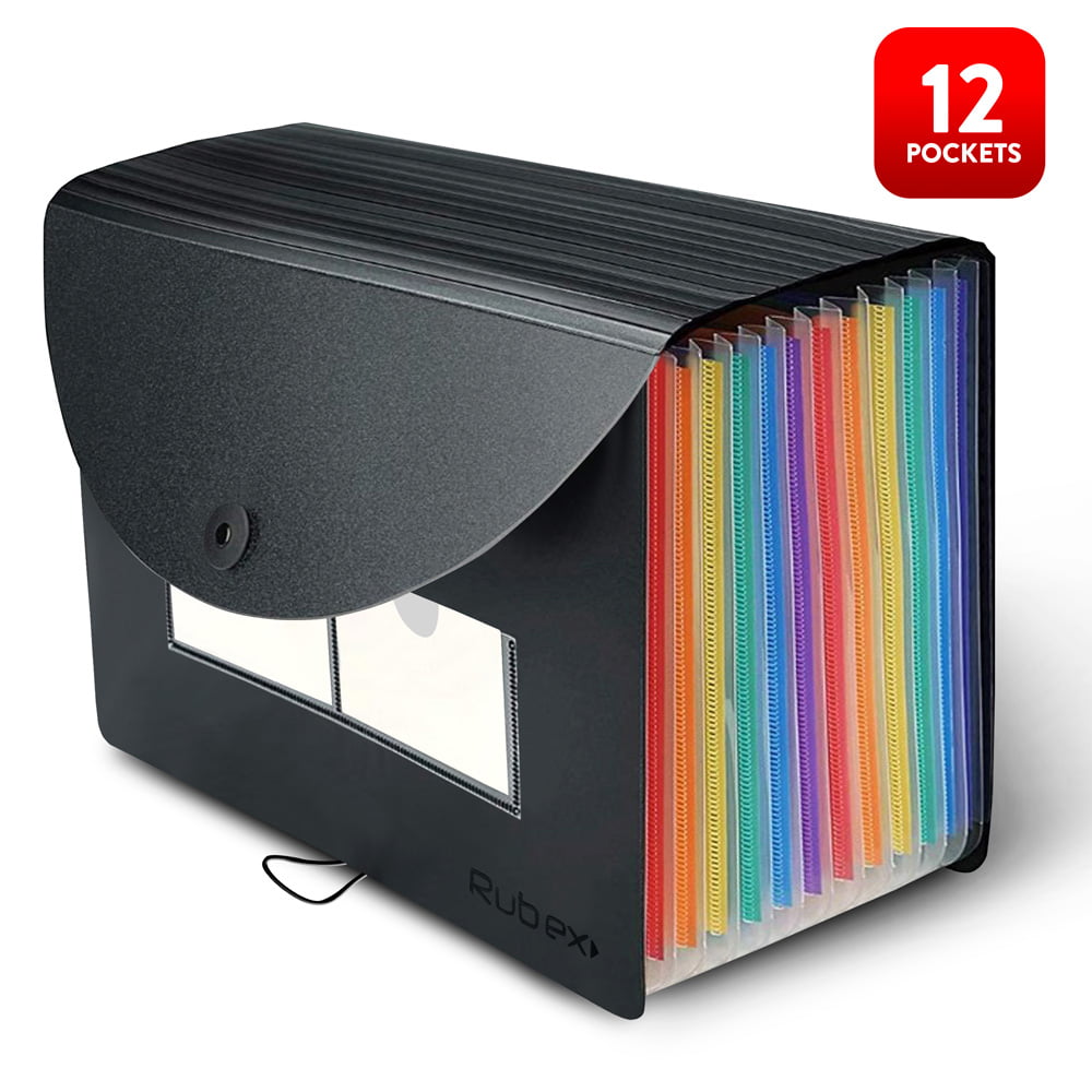 Accordian File Organizer,12 Pockets Expanding File Folder With Expandable Cover, 