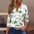 thumbnail image 1 of Fiudx Camisetas para Mujer Blusa de Manga 3/4 Corta Estampada a La Moda para Mujer, Blusa Informal con Cuello Redondo, 1 of 5