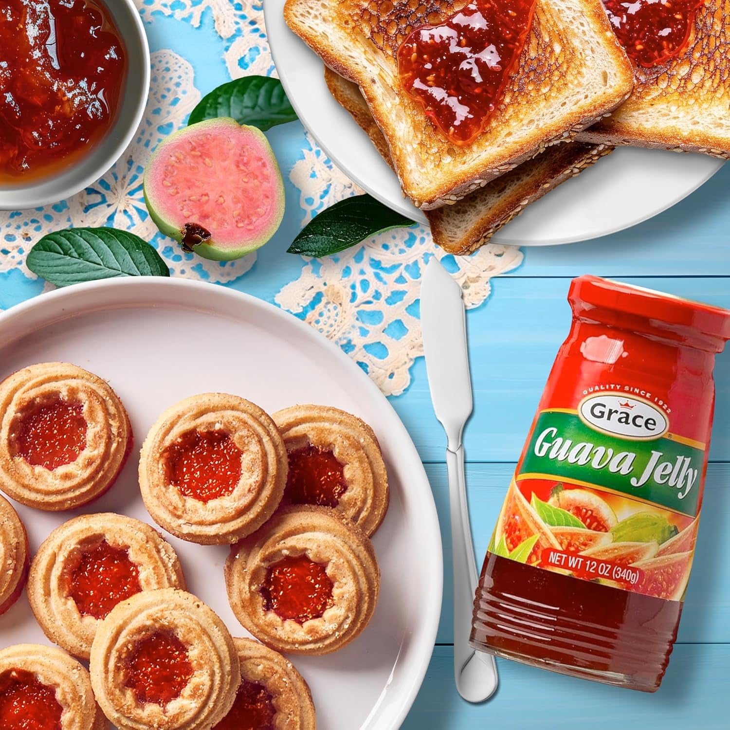 Grace Guava Jelly 12oz - 2 Jars - Tropical Guava Paste Made with Premium Jamaican Guava Fruit