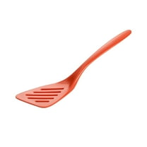 Hutzler 7.25 Inch Mini Melamine Angled Slotted Turner Spatula - Orange