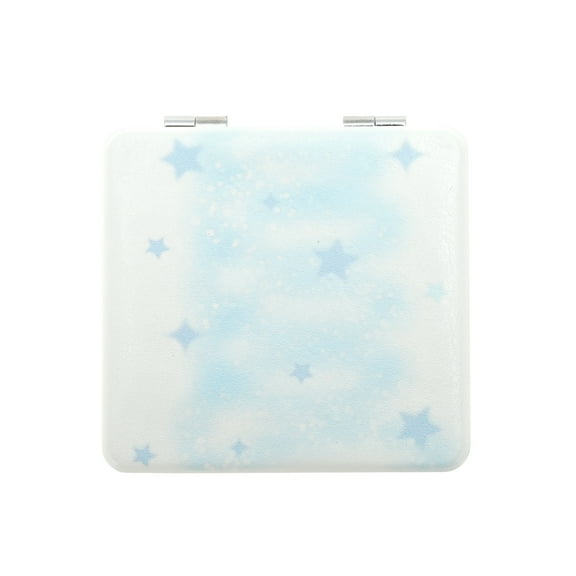 Unique Bargains 1 Pc Women Square Shape Handheld Mirror for Travel Blue Glass