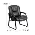 thumbnail image 6 of Emma + Oliver 500 lb. Big & Tall Black LeatherSoft Tufted Side Chair with Sled Base, 6 of 12