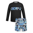 thumbnail image 4 of Bathing Suits for Teens Rash Guard Swimsuits Set for Boys Hawaiian Print Long Sleeve Swim Shirt with Swim Trunks Vacation Modest Two Piece Swim Set for 3-14Years, 4 of 7