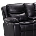 thumbnail image 2 of Benzara BM202684 Leatherette Dual Recliner Wooden Loveseat with Console, Black, 2 of 5