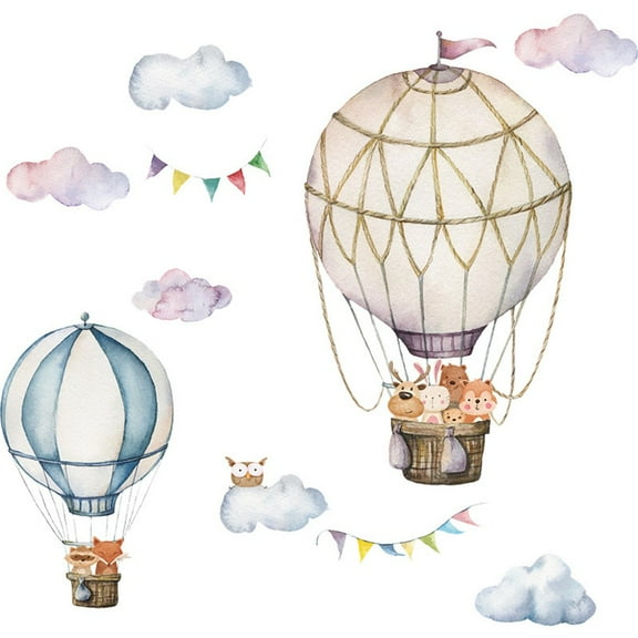KDJ Colorful Hot Air Balloon Cloud Rain PVC Wall Decal Sticker Kids Baby Room - for Home Decor