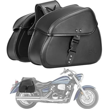 KEMIMOTO Motorcycle Saddlebags 16L Waterproof PU Leather for Sportster Softail Dyna Shadow Black