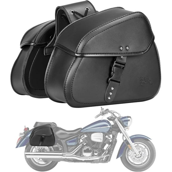KEMIMOTO Motorcycle Saddlebags 16L Waterproof PU Leather for Sportster Softail Dyna Shadow Black