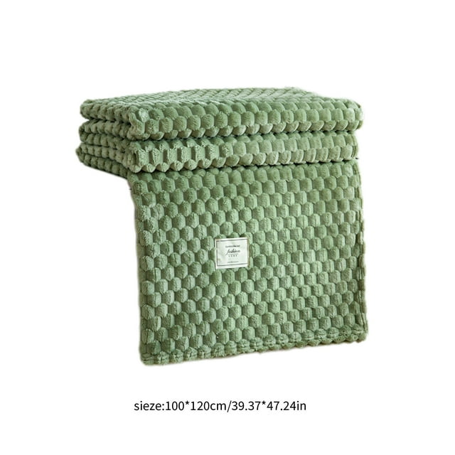 Flannel Fleece Blanket 39x55 Inches Super Soft Solid Color Microfiber Blanket for All Seasons Green