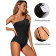 thumbnail image 6 of SOMER One Shoulder One Piece Swimsuit for Women Tummy Control Bathing Suits Modest Full Coverage Keyhole Swimwear, Black, 6 of 6