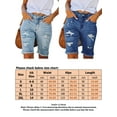 thumbnail image 2 of Frontwalk Ladies Midi Trousers Hole Denim Jeans Skinny Bottoms Travel Soft Mini Pants Ripped Shorts Light Blue S, 2 of 7