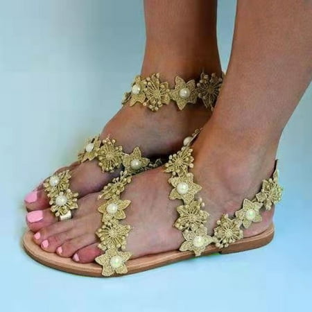 

slippers women s summer slip-on flowers flat beach open toe breathable sandals shoes