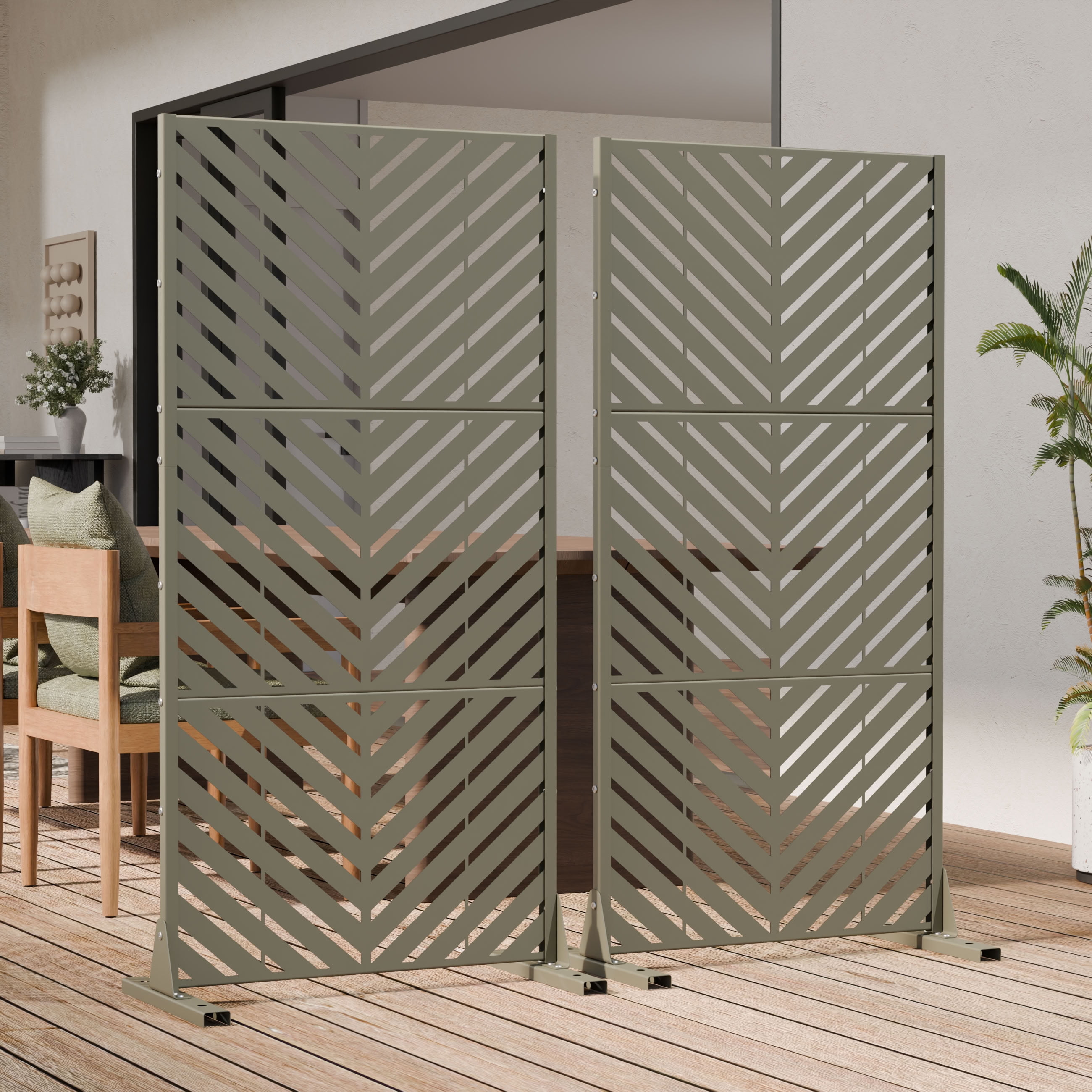 MAYEERTY 59*30in Outdoor Privacy Screen, Portable Metal Privacy Fence, Privacy Panel for Patio, Balcony, Backyard, Garden