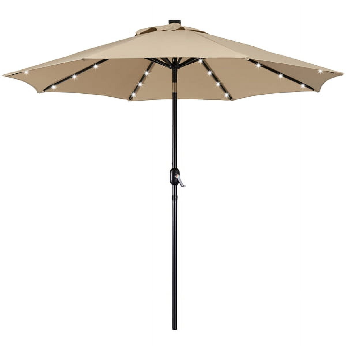 Alden Design 9ft Standard Patio Umbrella with LED Lights, Tan