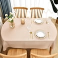 thumbnail image 3 of Faux Linen Oval Tablecloth Natural Burlap Wrinkle Resistant Table Cloth Farmhouse Rustic Table Cover Washable Fabric for Party Dining Kitchen 60x102 Inch Flaxen, 3 of 6