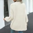 thumbnail image 5 of VISALY Chunky Cardigan Sweaters Oversized Sweaters Zip Up Long Lantern Sleeve Open Front Casual Lightweight Soft Knit Cardigan Sweater Outerwear Tunic Tops Thick Top Casual Tops Loose Sweaters Beige L, 5 of 8