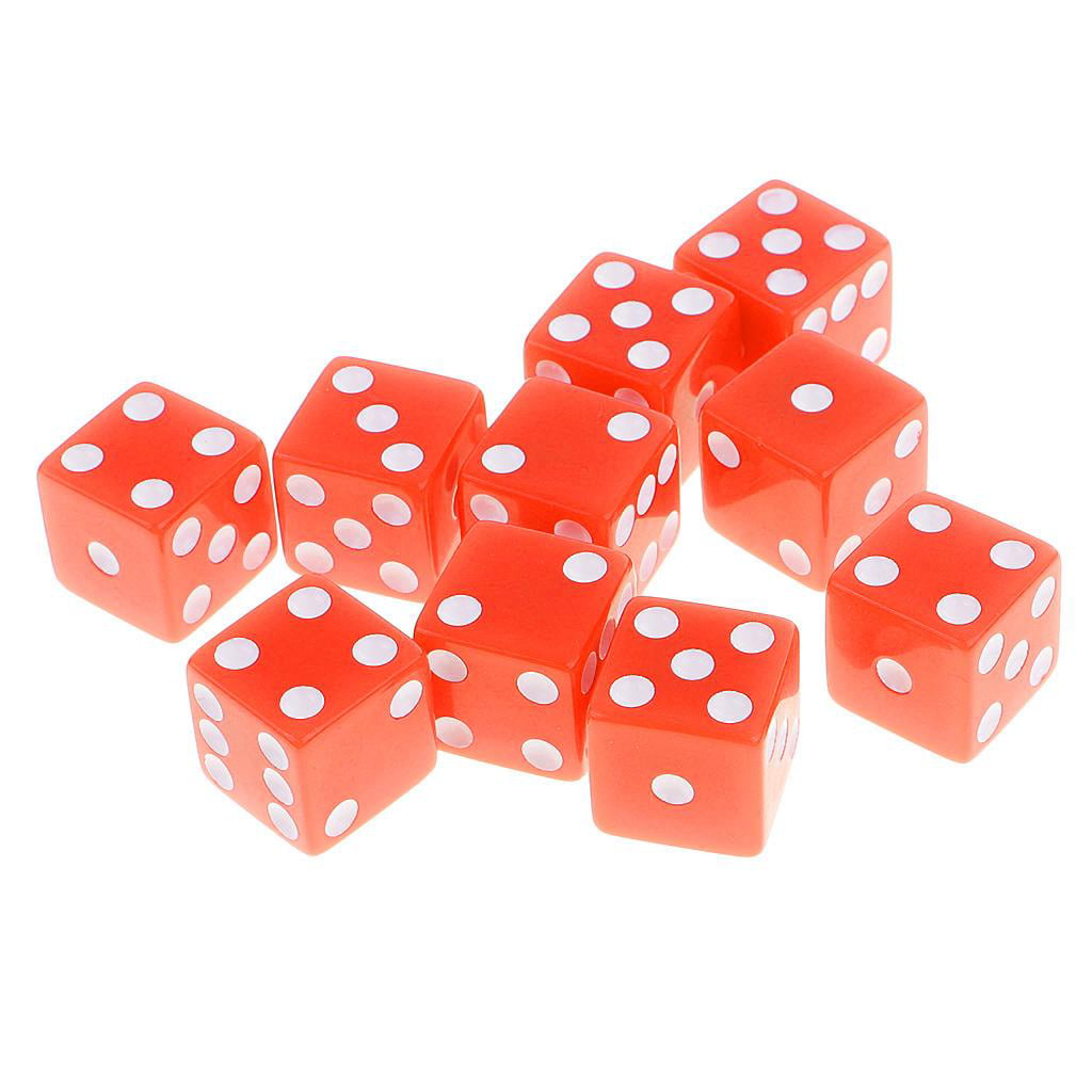 Set of 10,Orange Dice,D6,six-side 16 mm orange color with white pips dice,1.6CM 