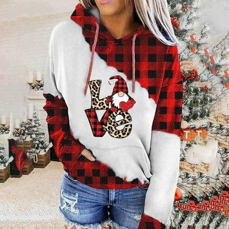 

jsaierl Fall Sweatshirt for Women Cartoon Printed Christmas Matching Pullover Long Sleeve Workout Tops for Women Skin-Friendly Hoodies Sweatshirt for Date Night