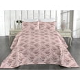 thumbnail image 2 of Ambesonne Leafy Pattern Quilted Bedspread Set 3 Pcs, Autumnal Boho Leaves, King, Pastel Pink Slate Brown, 2 of 4