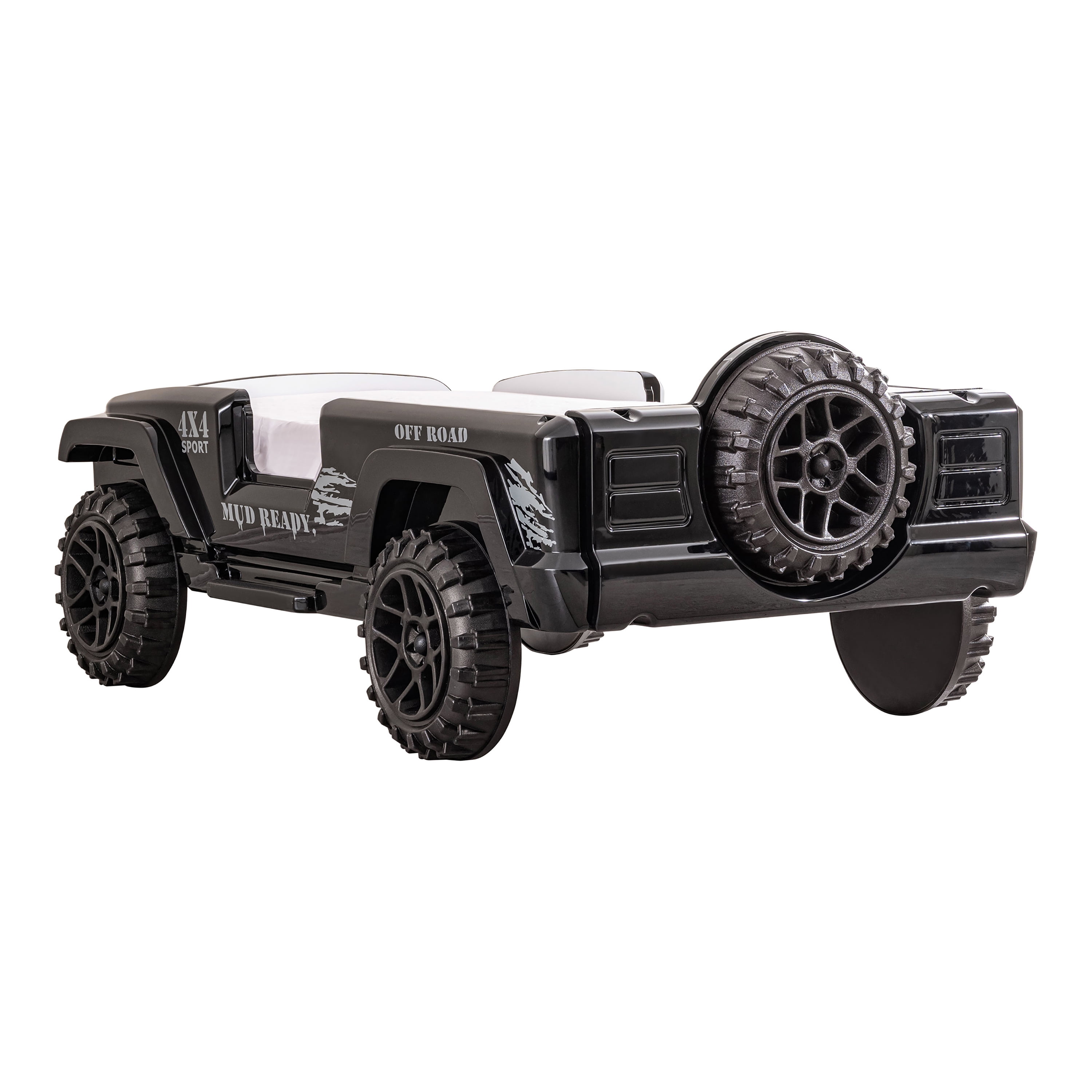 Furniture of America Terra Kids Plastic Twin SUV Bed with LED and Sound, Black