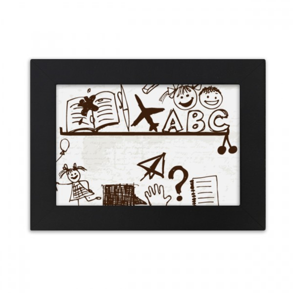 Enfants Enfantins Illustration Mignon Étagère Bureau Photo Cadre Ornements Image Art Peinture