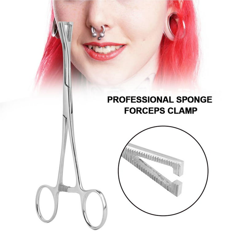 Body Piercing Pliers Tool Ear Lip Navel Nose Tongue Septum Sponge Forceps  Clamp 