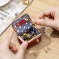 thumbnail image 3 of Genuine Leather Mini Jewelry Box, Portable Vintage-Inspired Genuine Leather Coin Purse Jewelry Case with Kiss Lock, Mini Travel Ring Box for Women for Earring/Ring/Necklace/Bracelet(Red)-small, 3 of 7