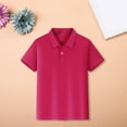 thumbnail image 2 of GiLiling Boys Short Sleeve Polo Shirts Cozy Collared Neckline Comfort Stretch Golf Shirt School Uniform (Hot Pink, 3-4 Years), 2 of 9