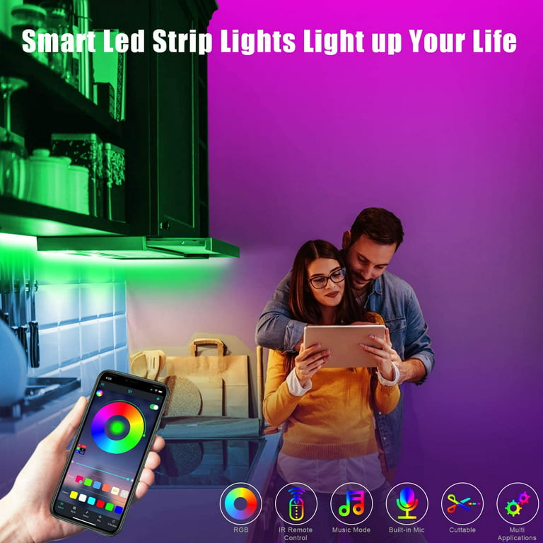 Govee Smart LED Strip Lights, 16.4ft WiFi LED Lights Work with Alexa and  Google Assistant, Bright 5050 LEDs, 16 Million Colors with App Control and  Music Sync for Home, Kitchen, TV, Party 