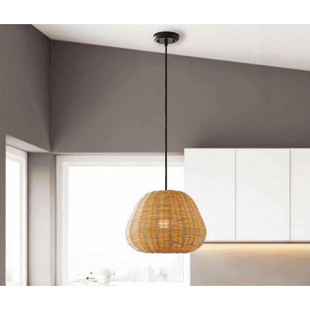 

Better Homes and Gardens Natural Woven Pendant Matte Black Finish 1 A19 60W Eqv bulb included CA