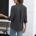 thumbnail image 3 of Ruimatai Women's Casual Linen Blouses 3/4 Sleeve V Neck Turn Down Collar Tunic Tops for Summer Daily Wear, 3 of 5