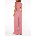 thumbnail image 6 of EASYBRA Women Casual Two Piece Outfit Ruffle Sleeve Top and Pleated Wide Leg Pants Summer Fashion Set, 6 of 8