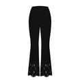 thumbnail image 5 of CQONEPT Women's Pants Bell Bottom Casual Loose High Waist Pants Fashion Trendy Lightweight Summer Trousers Black M, 5 of 6
