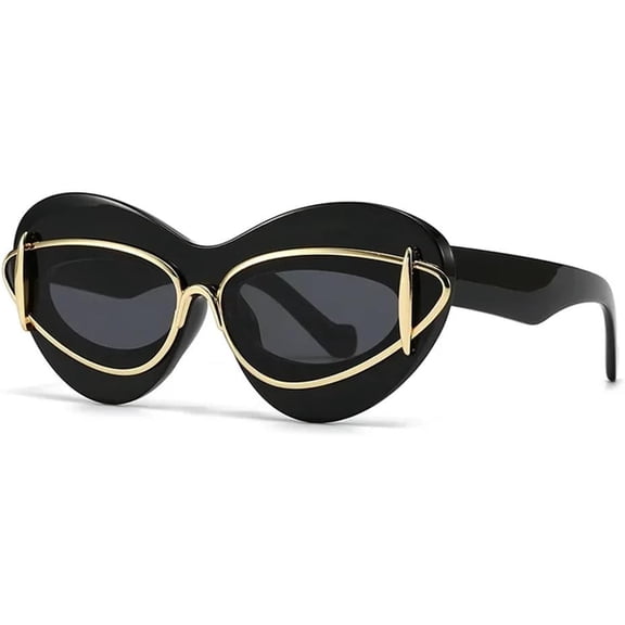 Sexy Cat Eye Double Frame Sunglasses Women Vintage Sun Glasses For Ladies Retro Eyewear Shades UV400-USA