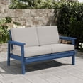 thumbnail image 6 of SERWALL Outdoor HDPE Patio Loveseat Sofa with Cushion,Weather-Resistant Patio Furniture for Poolside, Patio, Balcony, Porch & Backyard, Blue / Khaki, 6 of 8