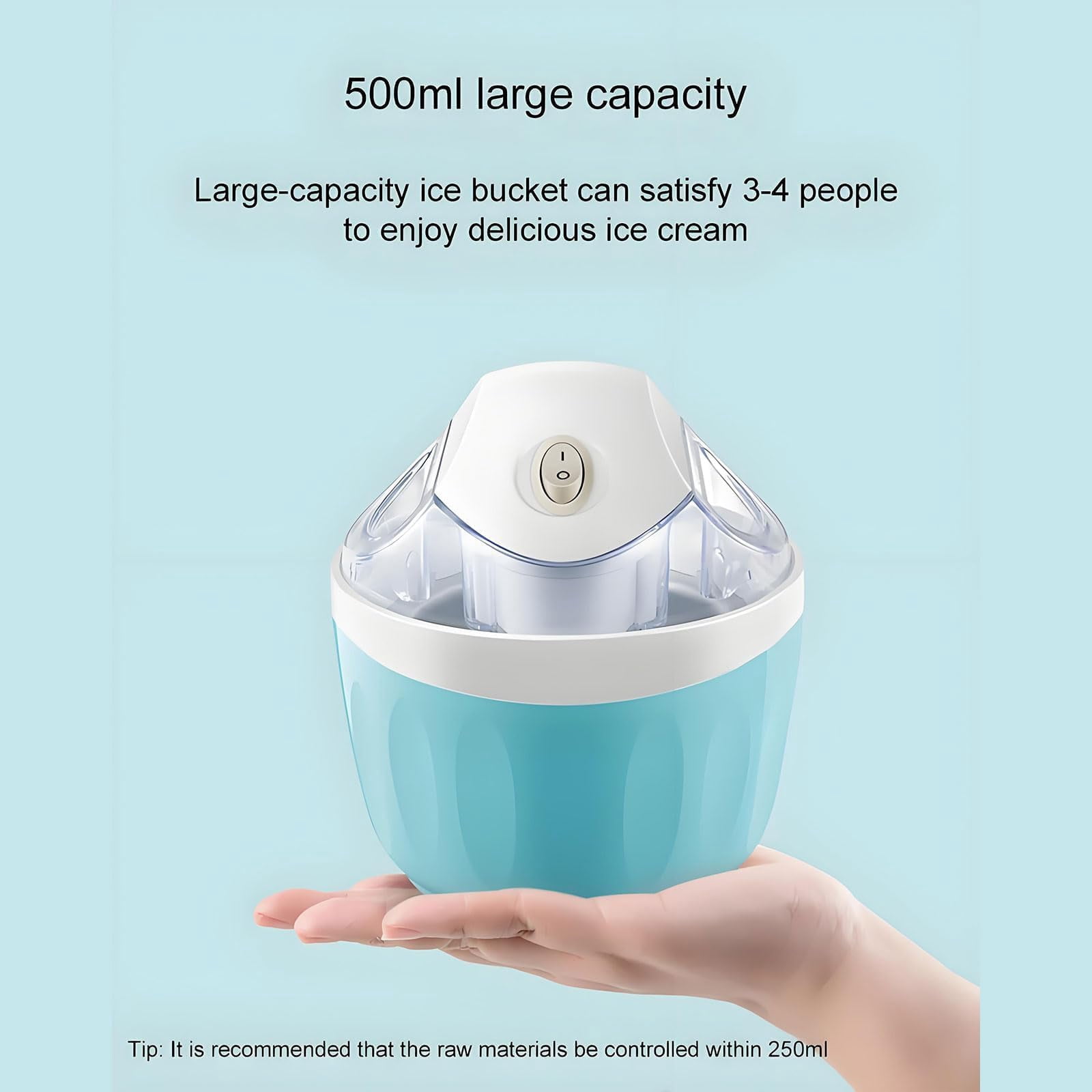 Small Home Mini Ice Cream Maker, 17oz Electric Homemade Ice Cream Machine With 15 Min Fast Making, One Touch Operation, Easy To Clean For Family Dorms