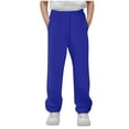 thumbnail image 3 of Bnwani Boys Sweatpants Jogger Pants Elastic Waist Drawstring Straight Leg Pants with Pockets Blue, 3 of 6