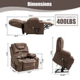 thumbnail image 2 of Lift Recliner for Elderly, LEGAHOME Electric Power Lift Chair with Heated and Massage, 26" Oversized Leather Recliner Chair with Cup Holders & Side Pockets up 400 lbs, Brown, 2 of 13