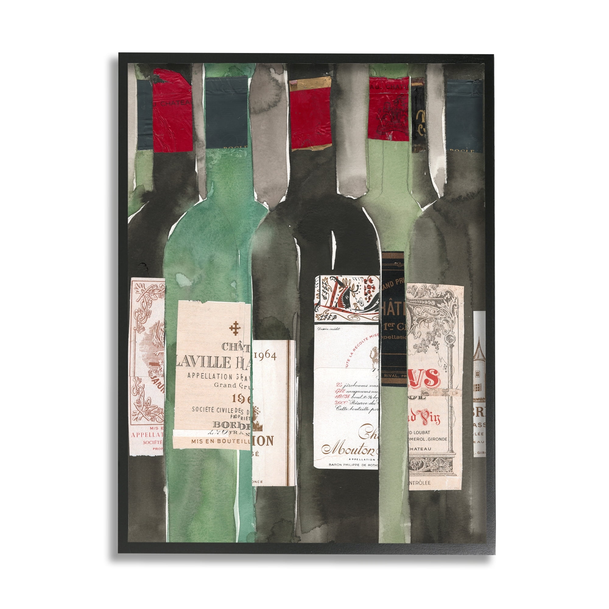 Stupell Industries Green Wine Champagne Bottles Closeup Vintage Style , 24 x 30, Design by Samuel Dixon