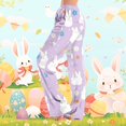 thumbnail image 2 of KHONTS Easter Egg Pajamas Pants for Women Cute Bunny Printed Elastic Waist Sleeppants Lightweight Homewear Stretchy Trousers 03-Light Purple XL, 2 of 7