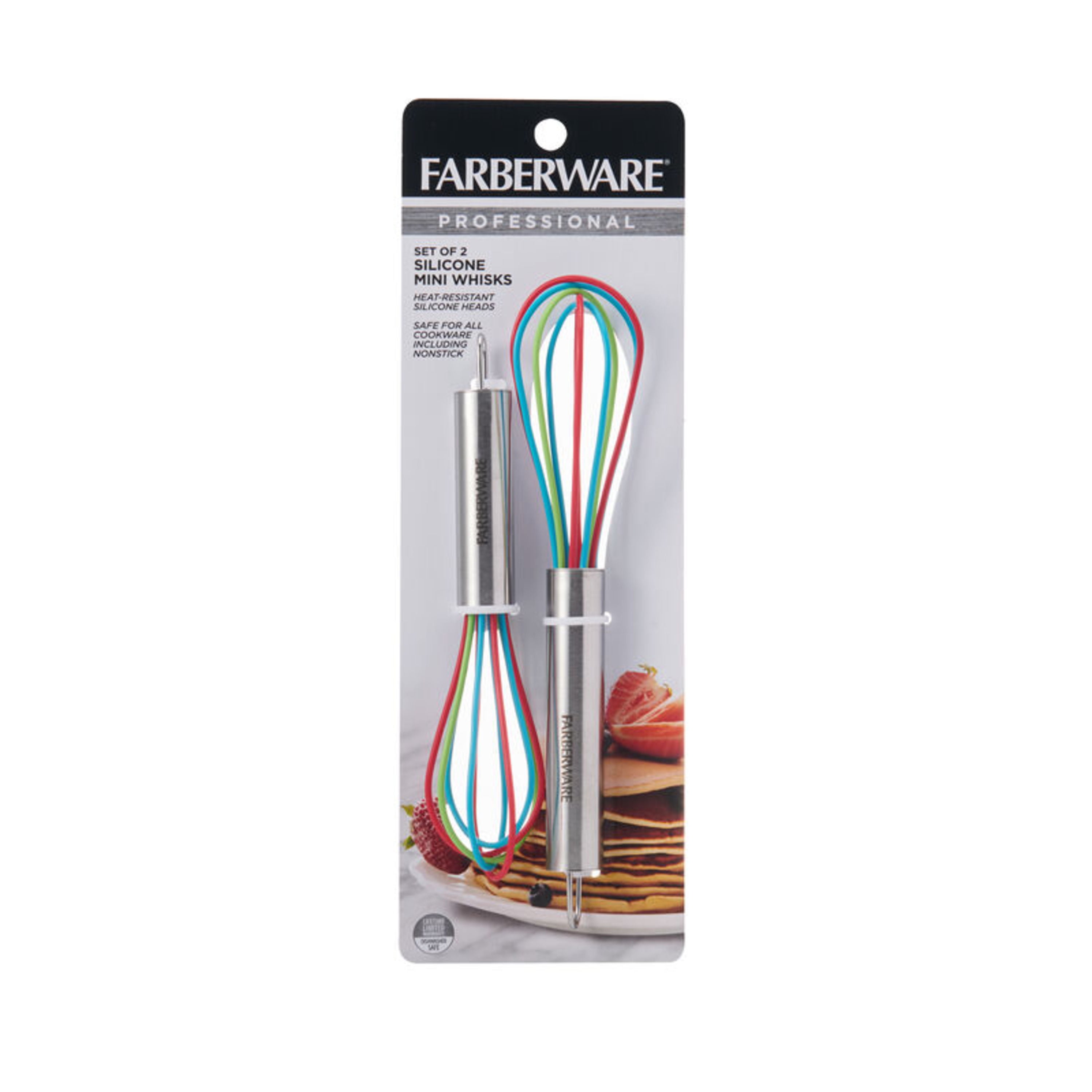 Farberware Professional Silicone Mini Whisks, Set of 2, Black