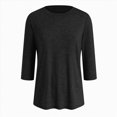 thumbnail image 5 of Towmus 3/4 Length Sleeve T Shirts Crew-Neck Casual Womens Blouses Elbow Business Dressy Shirts for Women Ladies Summer Tops, 5 of 6
