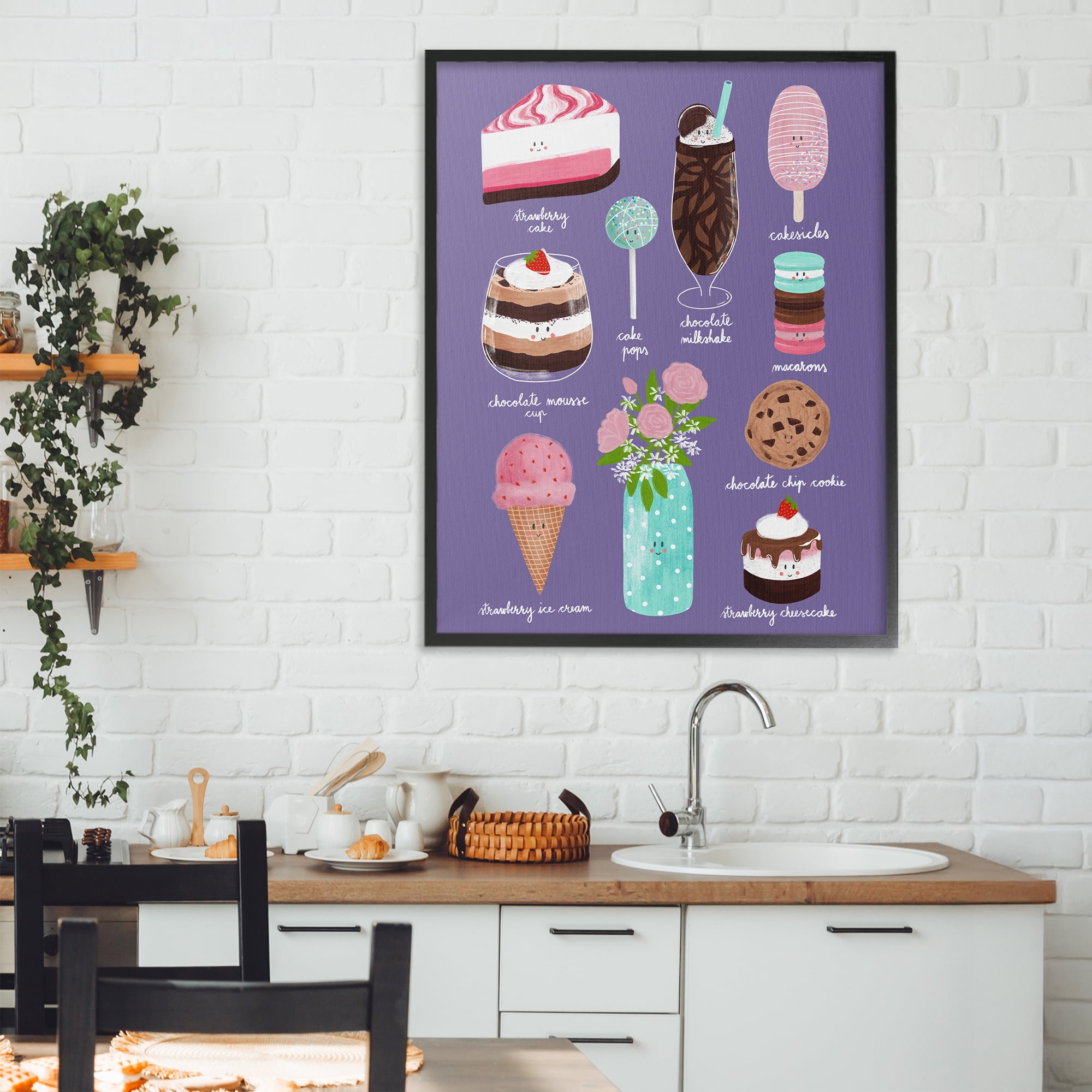 Stupell Industries Decadent Desserts & Flowers Black Framed Giclee Art, design by Metka Hiti