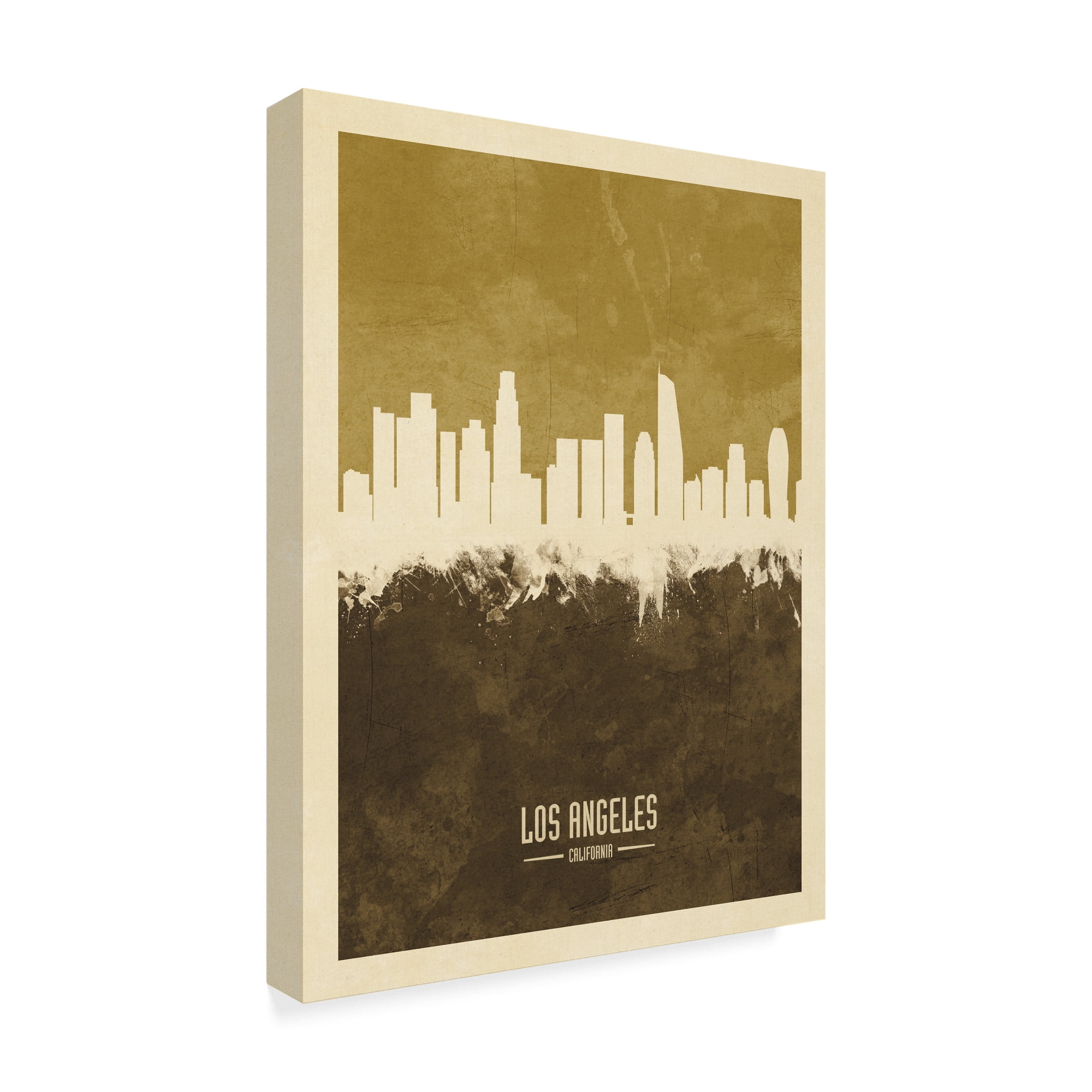 Trademark Fine Art 'Los Angeles California Skyline Brown' Canvas Art by Michael Tompsett