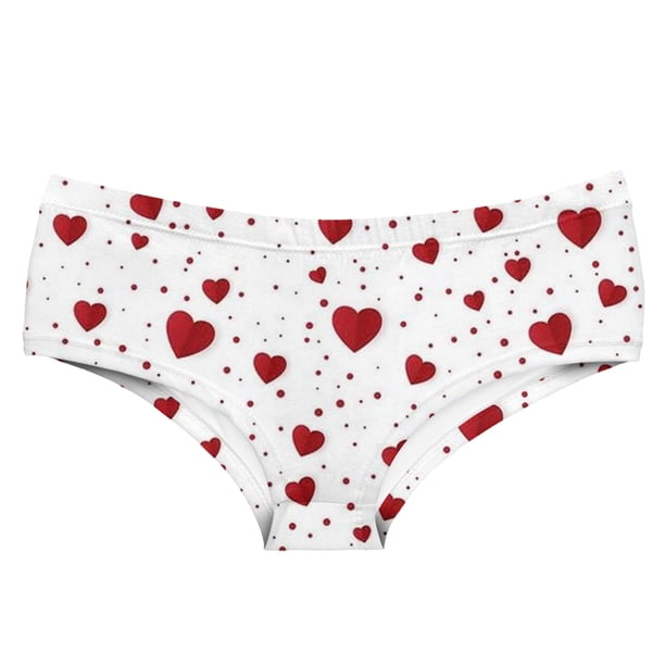 Gibobby Braguitas Slim Fit Ropa interior de cintura transpirable sin con estampado de corazón para el día de San Valentín para mujer (estilo 5)(Blanco, XXL)