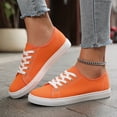 thumbnail image 4 of Pandaie Women's Fashion Sneakers Low Top Walking Running Tennis Shoes Lace up Non Slip Canvas Flats for Work Casual Daily Footwear Orange,9, 4 of 8