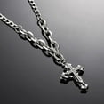 thumbnail image 4 of Silver Plated Link Cross Necklace,Curb Chain Cross Necklace,Simple Cross Hip Hop Jewelry, 4 of 6