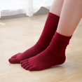 thumbnail image 2 of CUIYUAN Womens Crew Toe Socks Athletic Running Proper Toe Alignment Breathable Solid Color Cotton Long Finger Socks Women's Long Tube Warm Toe Socks Wicking Athletic Socks, 2 of 5